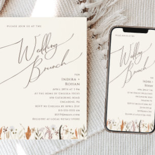 Boho Autumn Wildblomma Beige Bröllop Brunch Inbjudningar