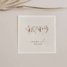 Boho Autumn Wildblomma | Beige Bröllop Napkins Pappersservett