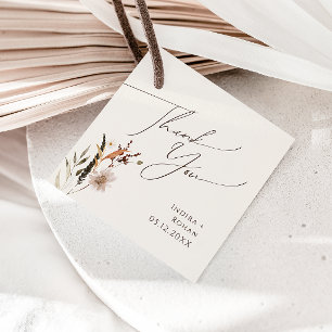 Boho Autumn Wildblomma Beige Tack Gåvor Etiketter