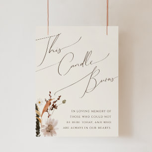 Boho Autumn Wildblomma   Beige this Candle Burns Poster