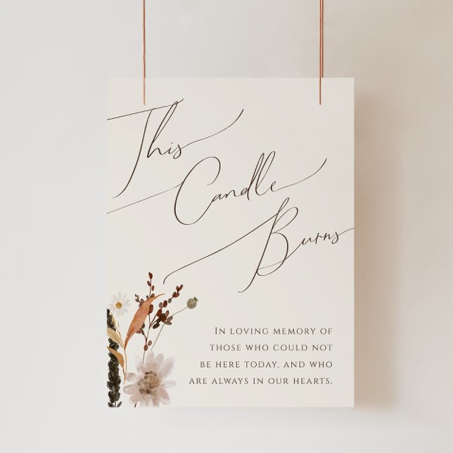 Boho Autumn Wildblomma | Beige this Candle Burns Poster (Skapare uppladdad)