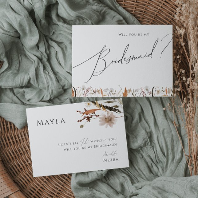 Boho Autumn Wildblomma | Bridesmaid Frieri Card Inbjudningar (Skapare uppladdad)