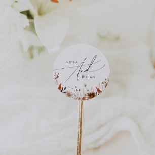 Boho Autumn Wildblomma Bröllop`Kuvertförseglinga Runt Klistermärke