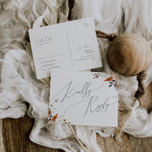 Boho Autumn Wildblomma   BRÖLLOP OSA Vykort