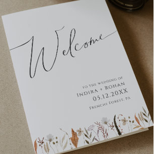 Boho Autumn Wildblomma   Bröllopsprogram i vikt Program