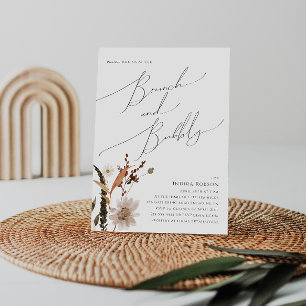 Boho Autumn Wildblomma Brunch och Bubly Inbjudningar