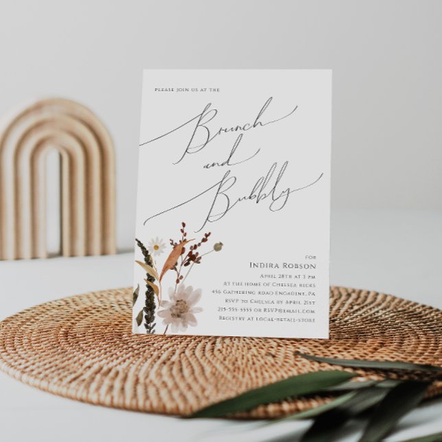 Boho Autumn Wildblomma | Brunch och Bubly Inbjudningar (Skapare uppladdad)
