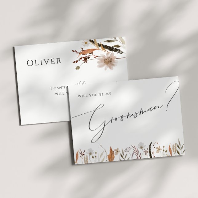 Boho Autumn Wildblomma | Groomsman Frieri kort (Skapare uppladdad)