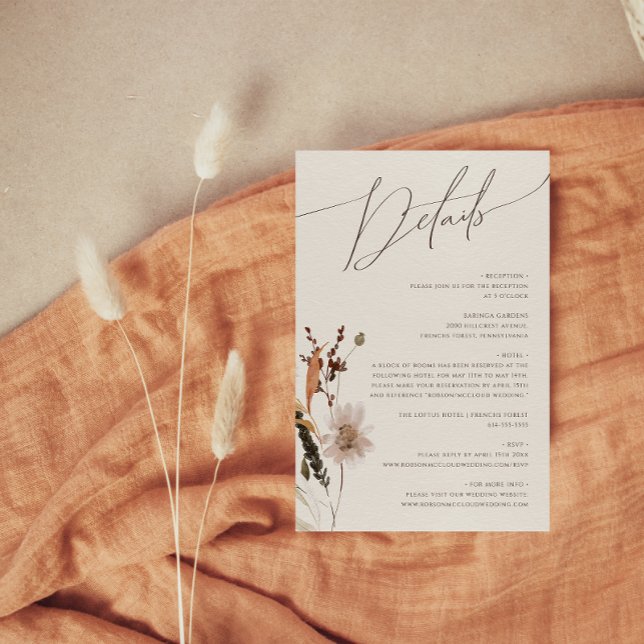 Boho Autumn Wildblomma | Information om Beige Tilläggskort (Skapare uppladdad)