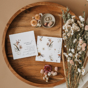 Boho Autumn Wildblomma Kvadratisk Bröllop Inbjudningar