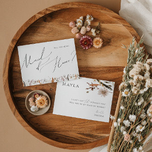 Boho Autumn Wildblomma   Maid of honor-kort Inbjudningar