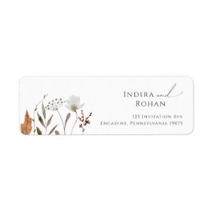 Boho Autumn Wildblomma   Returadressetikett Returadress Etikett