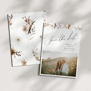 Boho Autumn Wildblomma Spara datum i fotot Datumet
