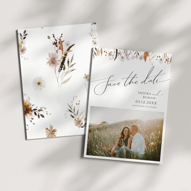 Boho Autumn Wildblomma | Spara datum i fotot Datumet (Skapare uppladdad)