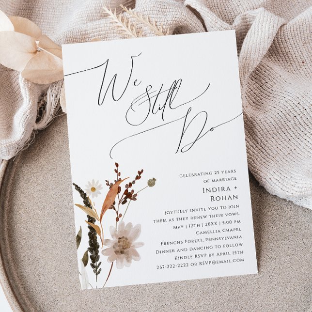Boho Autumn Wildblomma | Vi gör fortfarande Vow-fö Inbjudningar (Skapare uppladdad)
