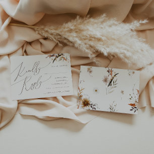 Boho Autumn WildblommBeige Menu Choice OSA kort