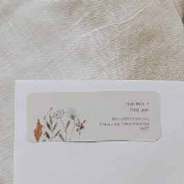 Boho Autumn Wildblomsimple Beige Returadress Etikett