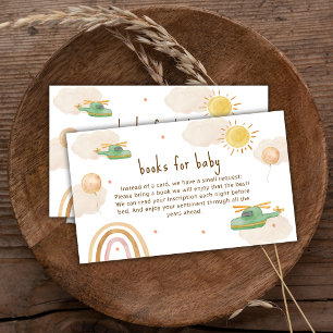 Boho-äventyrshelikopter-böcker för baby shower tilläggskort