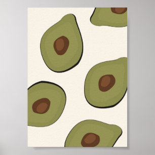 Boho Avocado Mönster Tropical Summer Print Poster