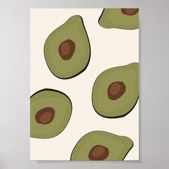 Boho Avocado Mönster Tropical Summer Print Poster (Framsidan)