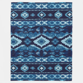 Boho Aztec Blue Knitten Design Fleecefilt