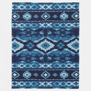 Boho Aztec Blue Knitten Design Fleecefilt