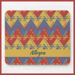 Boho Aztec Stil Blue Red och Guld Musmatta