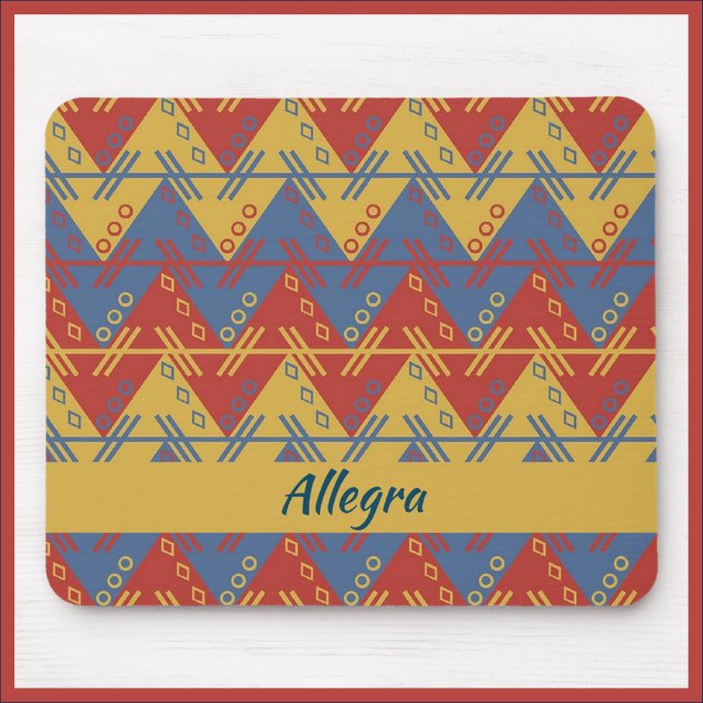 Boho Aztec Stil Blue Red och Guld Musmatta (Skapare uppladdad)