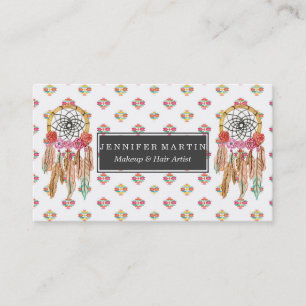 Boho Aztec vattenfärgindian Dreamcatcher Visitkort