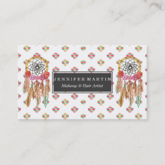 Boho Aztec vattenfärgindian Dreamcatcher Visitkort