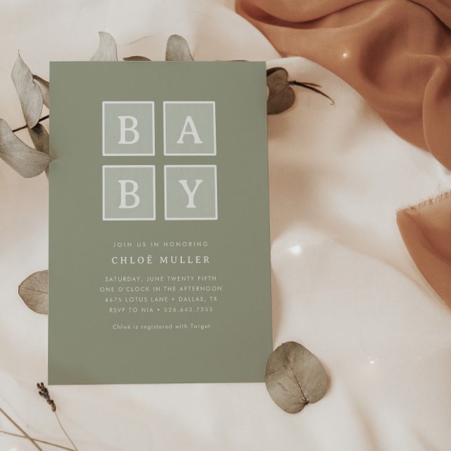 Boho Baby blockerar den moderna babyvisningsprogra Inbjudningar (Skapare uppladdad)