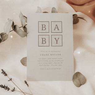 Boho Baby blockerar enkel modern dusch Inbjudningar