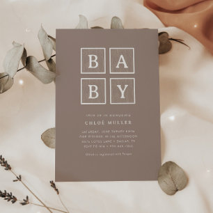 Boho Baby blockerar Neutralt Modern Baby Shower Inbjudningar