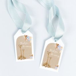 Boho Baby blue Pampas Grass Giraffe Tack Presentetikett