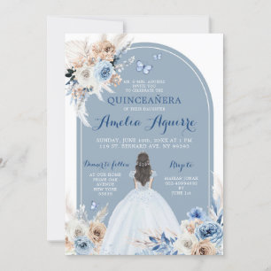 Boho Baby blue Quinceañera-inbjudan Inbjudningar