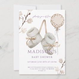 Boho Baby Booty Mute Cream White Baby Shower Inbjudningar