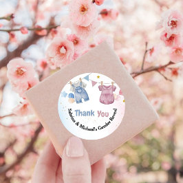 Boho Baby Clotheline Gender Reveal (visa tack) Runt Klistermärke