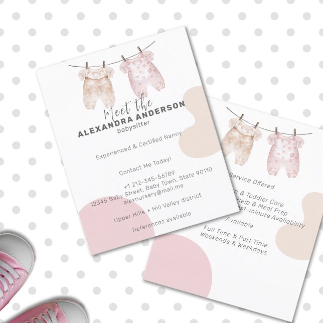 Boho Baby Clothing Watercolor Babyvbarnvakt Flygblad (Boho Baby Clothing Watercolor Babysitter Service Flyer)