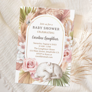 Boho Baby djur Sleeping Sheep Baby Shower Inbjudningar