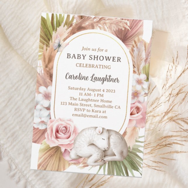 Boho Baby djur Sleeping Sheep Baby Shower Inbjudningar (Skapare uppladdad)