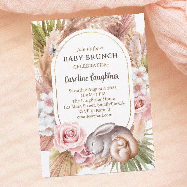 Boho Baby djur Sleeping Woodland Baby Brunch Inbjudningar (Skapare uppladdad)