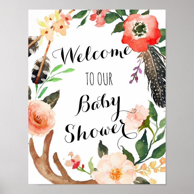 Boho Baby-dusch, möhippa poster, banderoll Poster (Framsidan)