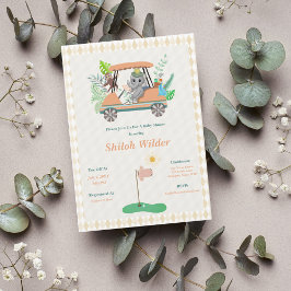 Boho Baby Elefant & Apa Golf Baby Shower Inbjudningar