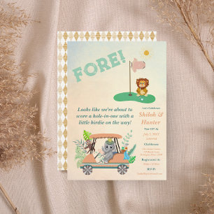 Boho Baby Elefant, Apa, Lejon Golf Babyfirande Inbjudningar