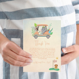 Boho Baby Elefant, Apa, Lejon Golf Babyfirande Tack Kort