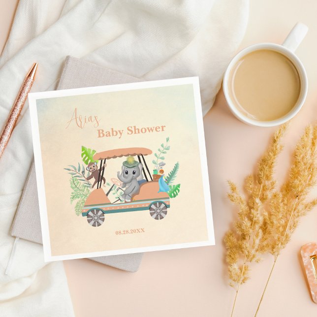 Boho Baby Elefant Och Apa Golf Baby Shower Pappersservett (Skapare uppladdad)