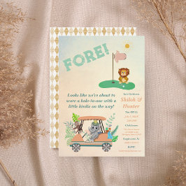 Boho Baby Elephant, Monkey, Lejon Golf Baby Shower Inbjudningar