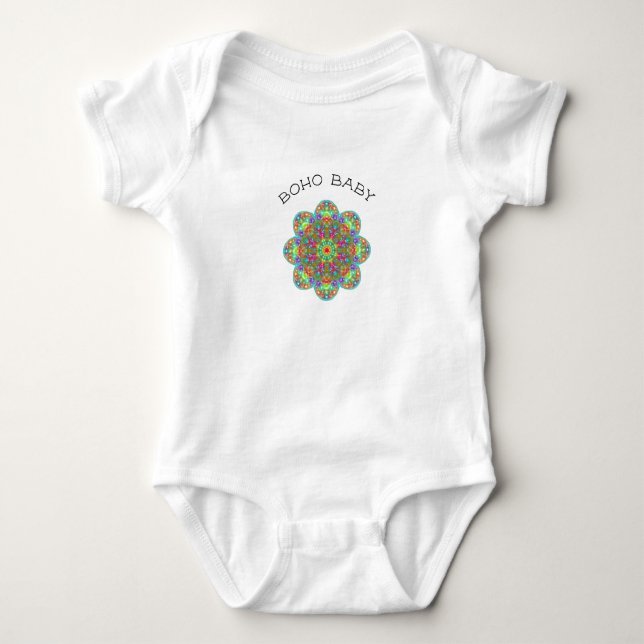 Boho Baby Flower Mandala One Biet Bodykostym T Shirt (Framsida)