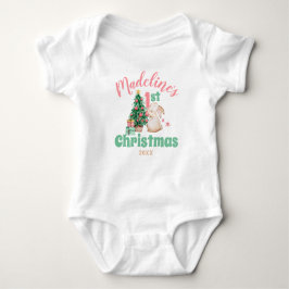 Boho Baby Första jul med Namn Rabbit Träd T Shirt