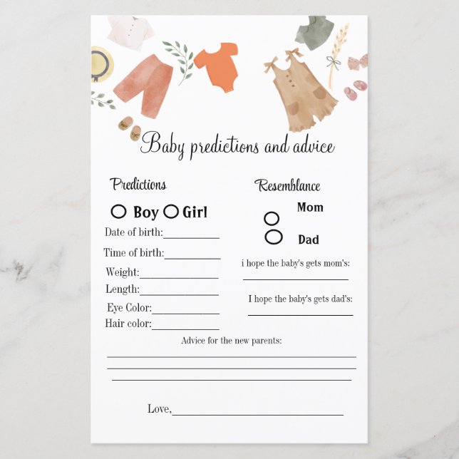 Boho Baby förutspåelser och rådgivning baby shower (Framsida)